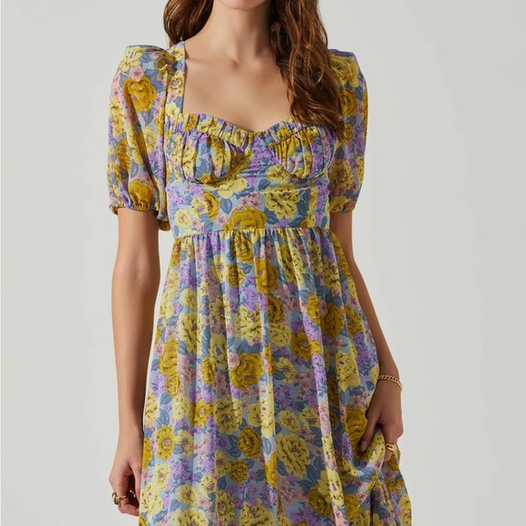 ASTR the Label- Floral Sweetheart Neck Midi Dress - Picture 4 of 5